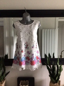 Anna Rose Lace Tunic Top - Size M - White / Pink - Lined - New - Picture 1 of 4