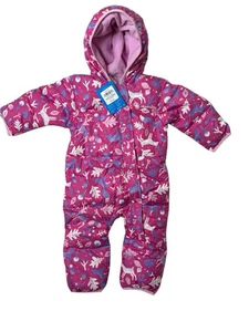 Columbia Snuggly Bunny Bunting Snowsuit Fleece Lined Pink Size 12-18 Months - Picture 1 of 8
