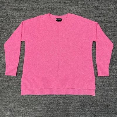Suéter de cachemir C by Bloomingdales para mujer grande rosa cuello redondo tejido femenino Foto 1 de 4