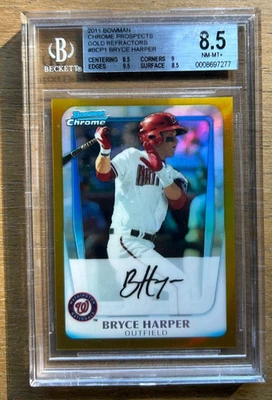 2011 Bowman Chrome Bryce Harper Gold Refractor /50 BGS 8.5 - Image 1 of 2