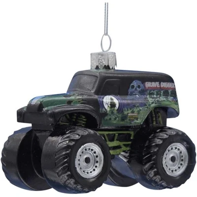 Adorno de vidrio Kurt Adler para árbol de Navidad, excavadora de tumbas Monster Jam, 6" Foto 1 de 4