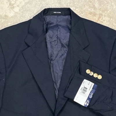 Chaps Ralph Lauren Blazer Mens 37R Navy Blue Gold Button Sports Coat Jacket Wool - Image 1 of 4