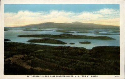 Rattlesnake Island Lake Winnipesaukee New Hampshire Aerial view postcard a305 - Image 1 of 2
