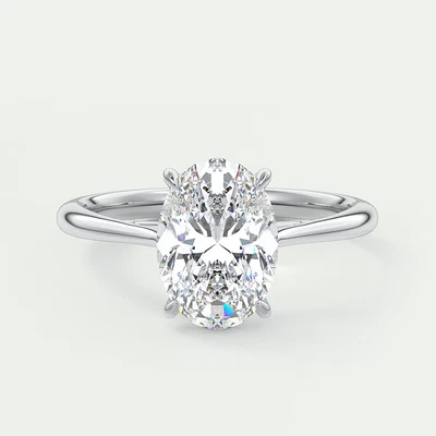 White Gold  Women Wedding Ring 14k  Oval Diamond Lab Grown 2 Carat IGI Certified - Image 1 of 4