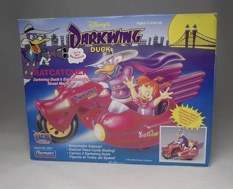 1991 Playmates Toys Disney Darkwing Duck Ratcatcher Motorcycle figure MIB Cover