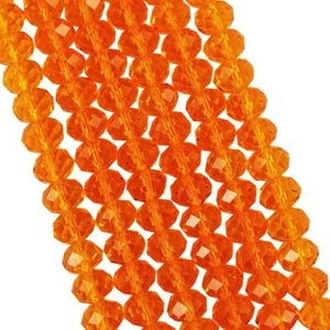 Faceted Rondelle Crystal Glass Beads(Orange Red)4x3mm 6x4mm 8x6mm 10x8mm 12x10mm - Picture 1 of 6