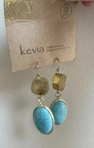 Neu auf Karte Kevia Portland ODER Druzy Türkis 18k vergoldet Ohrringe Haken *cb - Bild 1 von 10