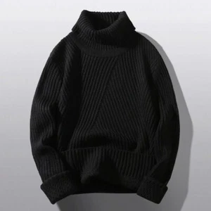 Heiß verkaufte Pullover mit hohem Hals, verdickte einfarbige modische Strickwaren - Bild 1 von 26