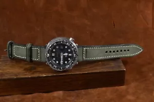 PULSERA DE RELOJ 22 20 18 MM CORIO 6 VERDE MILITAR VINTAGE CORREA DE CUERO MA STRAP - Imagen 1 de 13