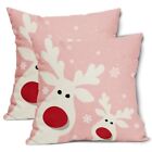  Deer Christmas Pillow Covers 20X20 Inch Winter Pink 20x20 Inches Pink Deer