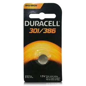 Duracell 301 386 AG12 LR43 Button Cell Silver Oxide Batteries 4 Pcs - Picture 1 of 1