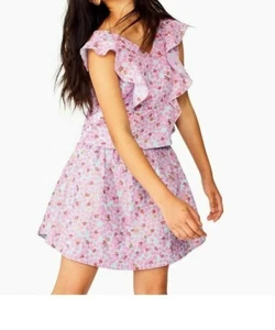 Tea Collection Girls Ditsy Floral Blue/Pink Floral Outfit Top & Skirt NWT 12 - Picture 1 of 19