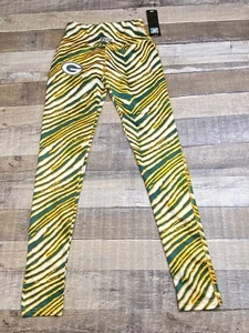Green Bay Packers NFL  Majestic Zubaz Women's XS Zebra Print Leggings Yoga Pants - Picture 1 of 8