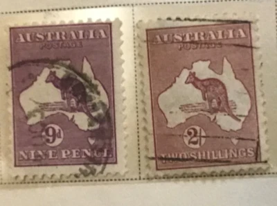 Australia Scott#122 # 125 VF  used kangaroo on the map violet & red brown  - Image 1 of 4