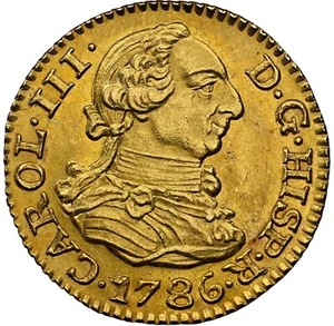 Spain - 1786 M DV - Carlos III 1/2 Escudo - NGC MS64 - ONLY 1 COIN FINER ! - Picture 1 of 4