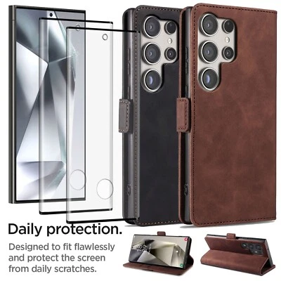 For Samsung Galaxy S24 Ultra 5G Flip Leather Wallet Case Cover Screen Protector - Image 1 of 4