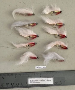 Ten #8 White Zonker Flies Lot-SF 263 - Picture 1 of 1