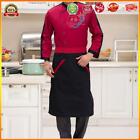 Unisex Pocket Apron Kitchen Waiter Chef Butcher Restaurant Cook Dress Black
