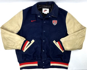 Vintage 90s Nike USA Varsity Jacket Olympic Soccer Team Leather Letterman Bomber - Bild 1 von 9