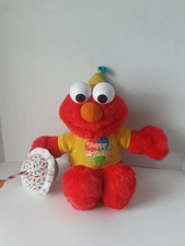 Talking Sesame Street Red Elmo w/ Yellow Happy Birthday Party Hat Plush Fp