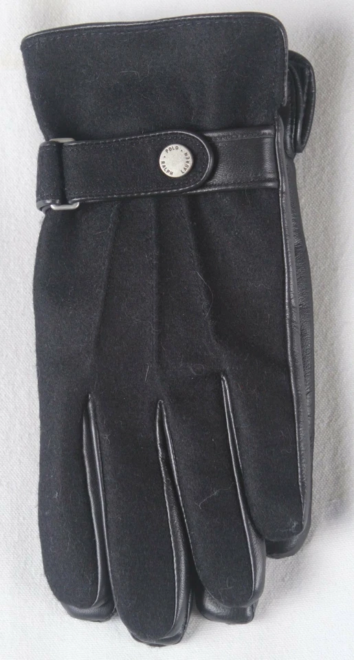 Ralph Lauren Black Wool Leather Thinsulate Touch Gloves NWT $128 - Image 1 of 1