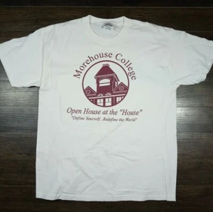 Vintage Morehouse College T-Shirt Size L White  HBCU Graphic Cotton Short Sleeve - Picture 1 of 3