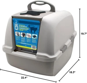 Sartén de arena para gatos Catit Airsift Jumbo con capucha, gris cálido/blanco - privacidad y fácil aire acondicionado - Imagen 1 de 5