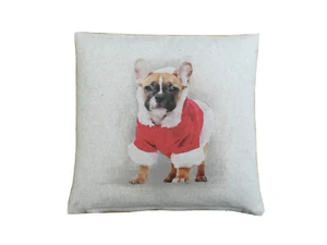 Handmade Christmas French Bulldog digital Print cushion cover - Picture 1 of 1