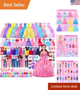 Complete Dress-Up Set for Girls: 79 Doll Clothes, Shoes & Accessories Included - Picture 1 of 9