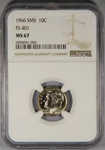 1966 SMS Roosevelt Dime FS-401 NGC MS67 ""5" auf der Wange 10c - Bild 1 von 3