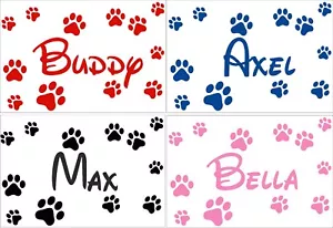 Personalised Pet Dog Name With Paw Print Deco Vinyl Wall Sticker Decal Disney - Picture 1 of 9