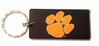 Clemson Tigers Acrylic Keychain NCAA Team Color Logo Carbon Printed Key Ring - Image 1 of 4