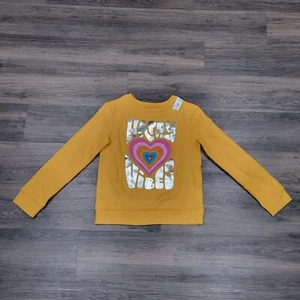 Kohl's Happy Vibes Sweatshirt Heart Graphic Crew Neck Top Girl's Size 8 - Picture 1 of 5