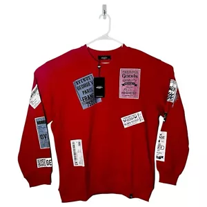 Avenue George V Paris Sweatshirt Sweater Red Men's 4XL Rhinestone AOP Patch - Picture 1 of 5