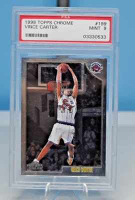 1998-99 Topps Chrome Vince Carter RC PSA 9 UNC Tarheels Raptors Vinsanity!! - Image 1 of 2
