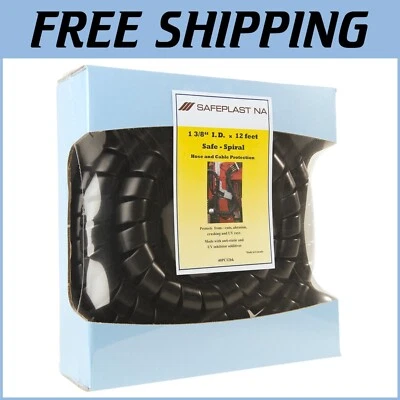 High-Density 12' Pre-Cut Spiral Wrap - Black Hose Protector for Industrial Use - Image 1 of 4