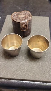 Antique R. Blackinton & Co. Set of 2 .925 Sterling Silver Shot Glasses in Case - Picture 1 of 12