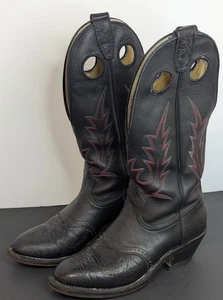 Boulet Leder Cowboystiefel schwarz rot Stickerei Größe 7 Westernkleidung - Bild 1 von 10