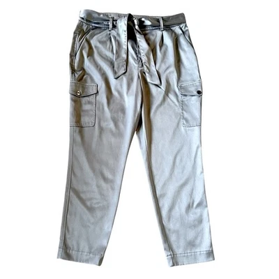 WHITE HOUSE BLACK MARKET gunmetal metallic The Tapered Ankle belted pants sz 10 - Image 1 of 4