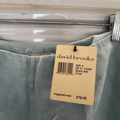 David Brooks Size 8 Seaglass Linen Pants NWT - Image 1 of 4