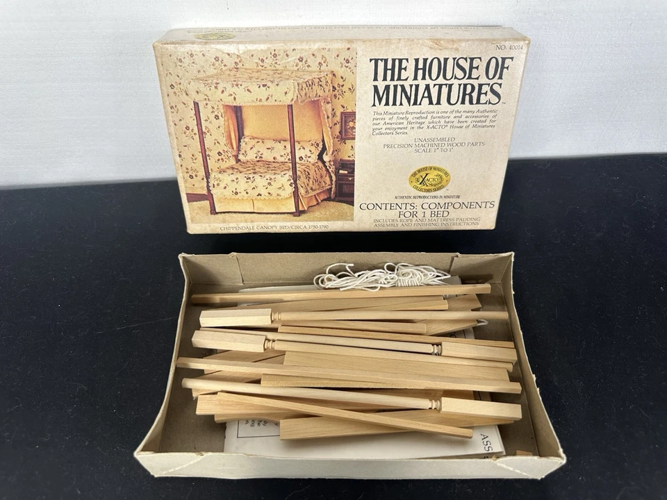 X-ACTO House of Miniatures 40014 Chippendale Canopy Bed Ships