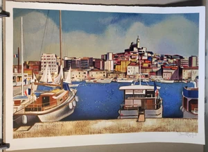 Lithographie de Robert Vernet-Bonfort Notre Dame de la Garde à Marseille /AP18 - Picture 1 of 2