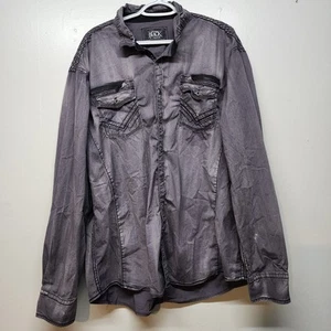 BKE Buckle Black Shirt Mens 3XL Vintage Long Sleeve Black Gray - Picture 1 of 5