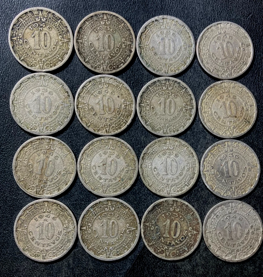 Lote Monedas México Antiguo - 1936-1946 - 10 CENTAVOS - 16 Excelentes Monedas - Lote #N10 Foto 1 de 1