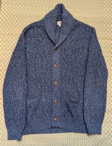 Faherty melierte Baumwolle Kaschmir Strickjacke marineblau Nacht Herren Größe Large - Bild 1 von 6