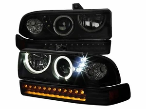 For 98-04 Chevy S-10 Pick Up Smoked Projector Halo Headlights LED A Turn Signals - Picture 1 of 3