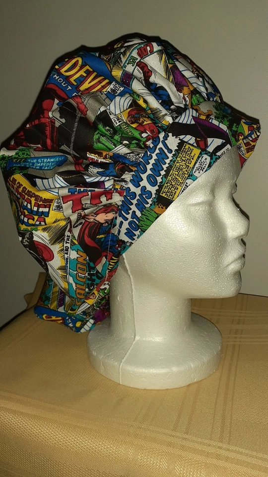 Comic Book Bouffant Medical Scrub Surgery Hat SIZE SMALL - Image 1 of 1