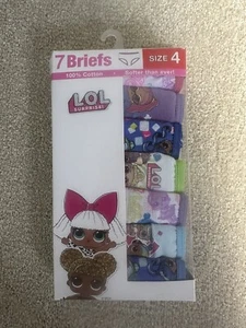 New LOL Surprise Girls 100% Cotton 7 Briefs Underwear Size 4 - Picture 1 of 4