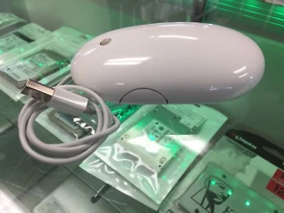Apple A1152 USB Wired White Optical Mighty Mouse w/ 2 Side Buttons & Scroll Ball - Image 1 of 4