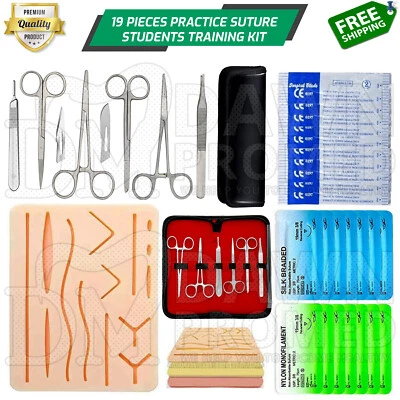 19 Pieces Practice Suture Kit with Pad for Medical Veterinary Student Training - Image 1 of 4